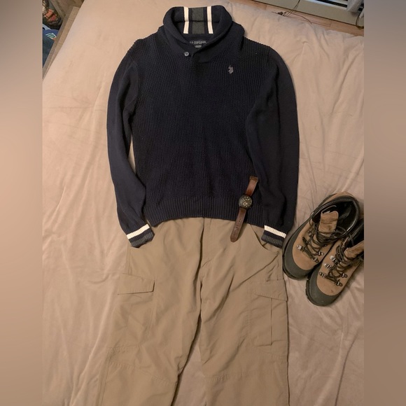 ⛄️PRICE DROP U.S. Polo Assn. Men's Reverse Jersey Shawl Collar Sweater SZ L - Picture 8 of 8